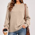 thumbnail image 4 of Inverlee Womens Crewneck Long Sleeve Ribbed Button Shoulder Pullover Loose Soft Knit for Casual Daily Sweater Oversized Relaxed Fit Autumn Layering BlouseS-XXL, 4 of 8