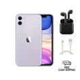 thumbnail image 1 of Pre-Owned Apple iPhone 11 (Fully Unlocked) 64GB Purple (A2111) with Wireless Earbuds, 1 of 6