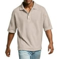 thumbnail image 6 of Dwellite Waffle Short Sleeve Men Polo Shirts Casual Big and Tall Fashion Collared Shirt Solid Color Golf Pullovers Khaki 4XL, 6 of 8