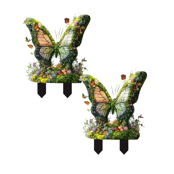 2Pcs Tree Man Fairy Earth Statue Whimsical Garden Fairy Stakes | Tree Man Garden Stakes Acrylic Park Pile 2D Acrylic Flower Pot Decoration For Yard Patio Card Slot Practical Home Decor
