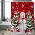 thumbnail image 4 of Christmas Shower Curtain Red Hat Scarf Snowman Bathroom Curtains with Hooks, Waterproof Fabric Pine Tree Snowflake Bath Shower Curtains Set for Bathroom Bathtubs Xmas Decor 72x72 Inch, 4 of 9
