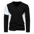 thumbnail image 3 of Tawop T Shirts for Men Long Sleeve Pullover V Neck Casual Black L, 3 of 5