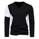 thumbnail image 2 of Blusas y camisas de manga larga con cuello en V para hombre, pulóveres casuales de retazos, camisetas de manga larga con cuello en V, blusas para hombre., 2 of 5