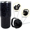thumbnail image 5 of 30oz Black Leopard Tumbler with Handle and Straw, Stainless Steel Vacuum Insulated Coffee Tumbler, Travel Mug Water Bottle, Leopard Stuff Accessories Decor, Leopard Gifts for Women, 5 of 6