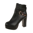 thumbnail image 3 of Viflosae Boots Fall Boots Women Fashionable and Casual Belt Buckle Fashion Side Zipper Round Head Thick Heel High-Heeled Short Boots for Work, 3 of 5