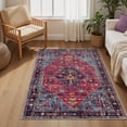 thumbnail image 3 of Lahome Decor 4'x6' Area Rug for Living Room,Machine Washable Non Slip Inside Floor Mat,Vintage Rug,Low Pile Lightweight Vintage Rug for Bedroom Dining Room Office Farmhouse,Purple, 3 of 9