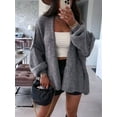 thumbnail image 2 of Womens Oversized Cardigan Sweaters 2025 Fall Long Lantern Sleeve Knit Open Front Light-Weight Sweater Dark Gray M, 2 of 6