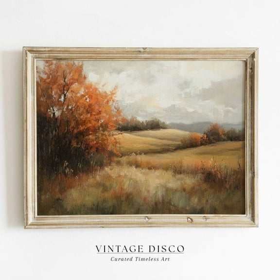 Modroom Vintage Fall Landscape Wall Art Print - Rustic Fall Farmhouse Decor, Cozy Cottagecore Autumn Printable, Warm Tones Fall Wall Art, Modern Wall Decor, 8x12 UNFRAMED