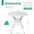thumbnail image 3 of VIVIJASON 31" Patio Bistro Table Outdoor Dining Round Table White Cast Aluminum Table with Umbrella Hole, 3 of 7