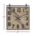 thumbnail image 4 of DecMode Industrial Wood Sculpted Wall Clock with Weave Pattern and Brown Finish, 24"W x 27"H, 4 of 14