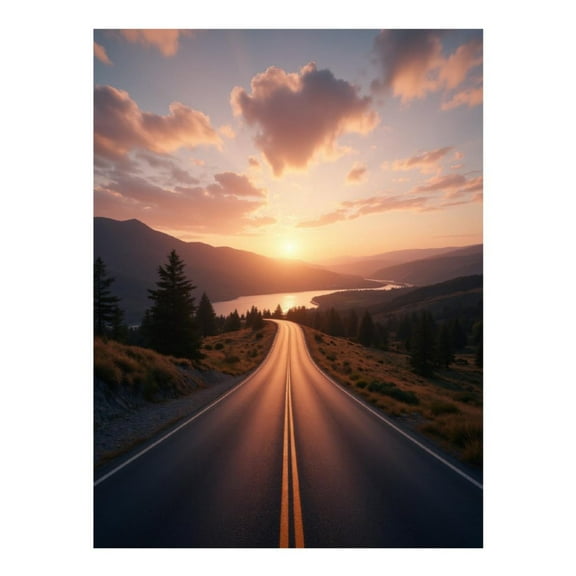 Diamond Art Kits for Adults, Majestic Mountain Road Sunset 5D Diamond Painting Kits for Adults Beginners, DIY Full Drill Diamond Painting, Gem Art and Crafts 12x16