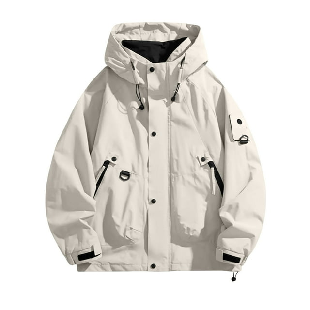 Coupe-vent Léger pour Femmes, Veste à Capuche Résistante à l'Eau, Design Compact et Pliable pour Course, Camping et Préparation d'Urgence Blanc TG