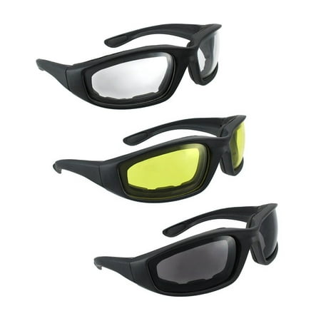 MLC Eyewear All Weather Motorcycle Riding Goggle Glasses Smoke Clear Yellow