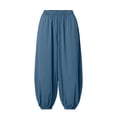 thumbnail image 6 of LEAVINGSUO Women's Plus Size Wide Leg Balloon Pants High Waist Jogger Pants For Breathable Loose Trousers With Side Pockets For Casual Travel Lounging Navy M, 6 of 6