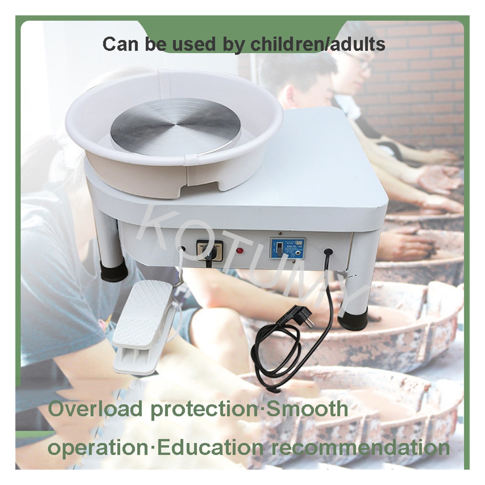 25cm 350W Improved Household Children Electric Pottery Wheel Treadle Ceramic Drawing Machine Clay Forming DIY Tool ,Power Tools