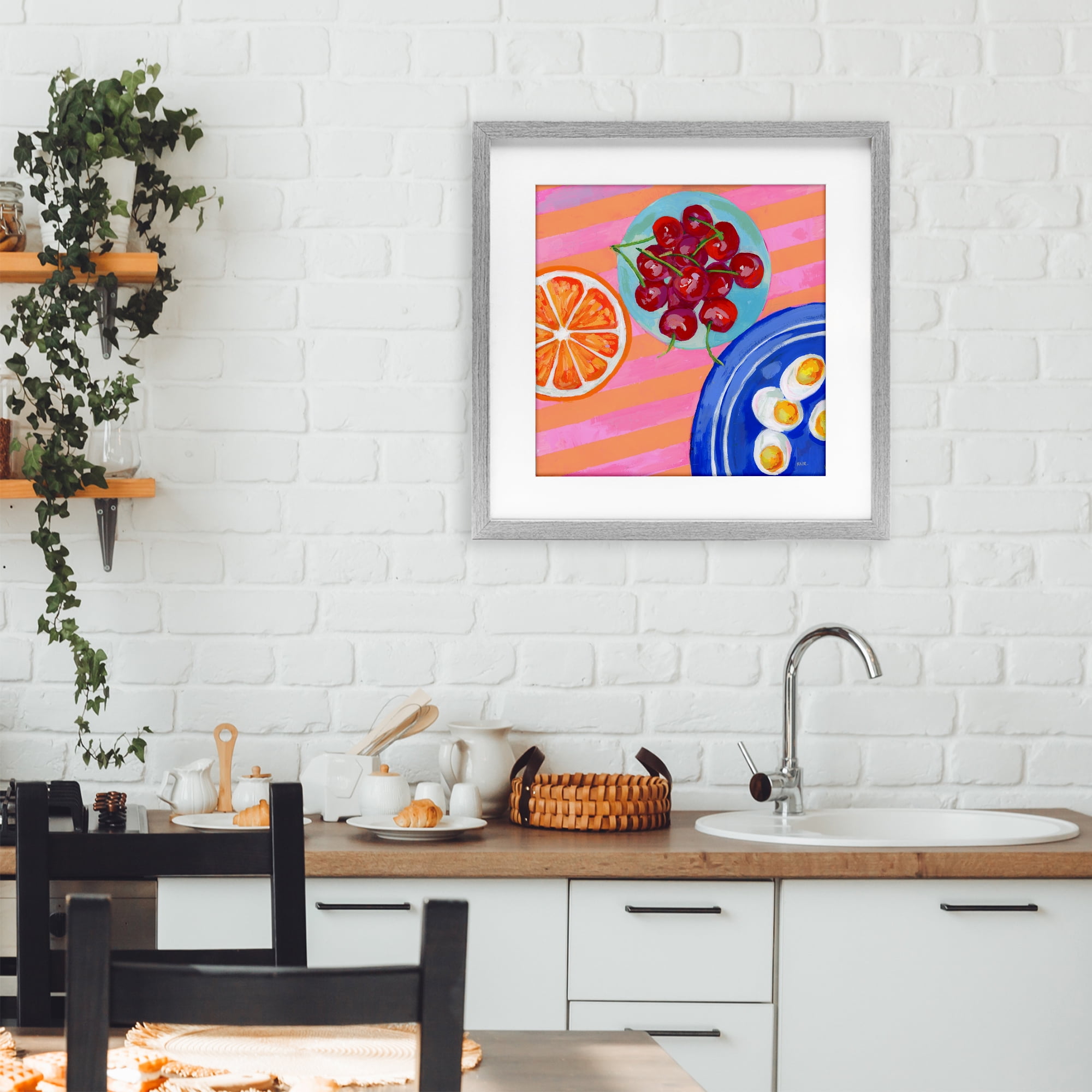 Stupell Industries Summer Snacks Picnic Blanket Gray Framed Print Under Glass, design by Rachael Reese