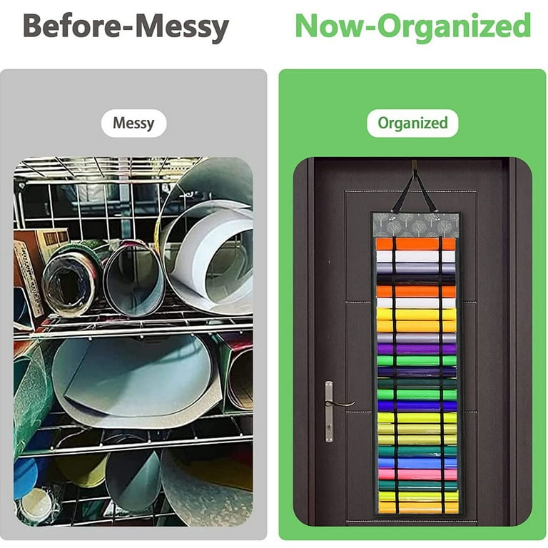 Vinyl Roll Holder with 48 Compartments, Vinyl Roll Storage Organizer Wall  Craft Room Organizers and Storage Gray 