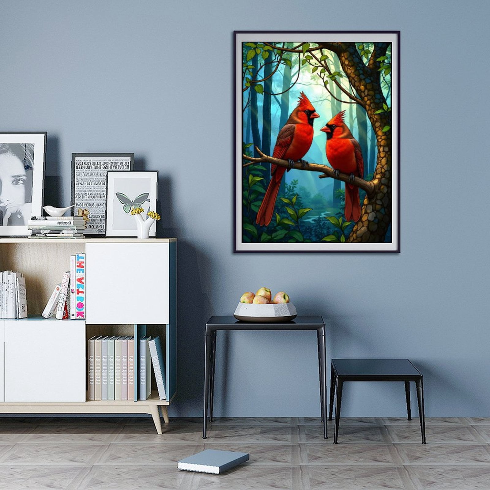 Diamond Art Kit for Adults, Cardinal Birds In Enchanted Woods Diamond Painting for Adults Beginners, 5D DIY Diamond Art Painting Kits, Colorful Diamond Painting Craft for Home Decor 12x16