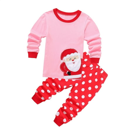

Fall Outfits Kids Christmas Pajamas 100% Cotton Long Sleeve Matching Holiday Pjs Set Toddler Boys Girls Kids Xmas Jammies Baby Boy Outfits(Color:Pink Size:3-4 Years)