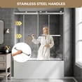 thumbnail image 5 of 56–60" x 60" Fully Frameless Double Sliding Bathtub Door, 5/16" (8mm) Clear Tempered Glass with Stainless Steel Hardware, Matte Black, 5 of 9