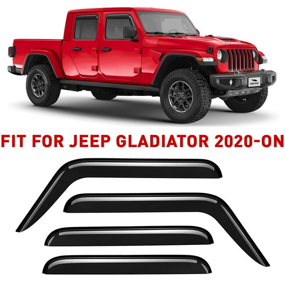 Voron Glass Tape-on Extra Durable Rain Guards for Jeep Gladiator 2020-2026, Window Deflectors, Vent Window Visors, 4 Pieces - 100275