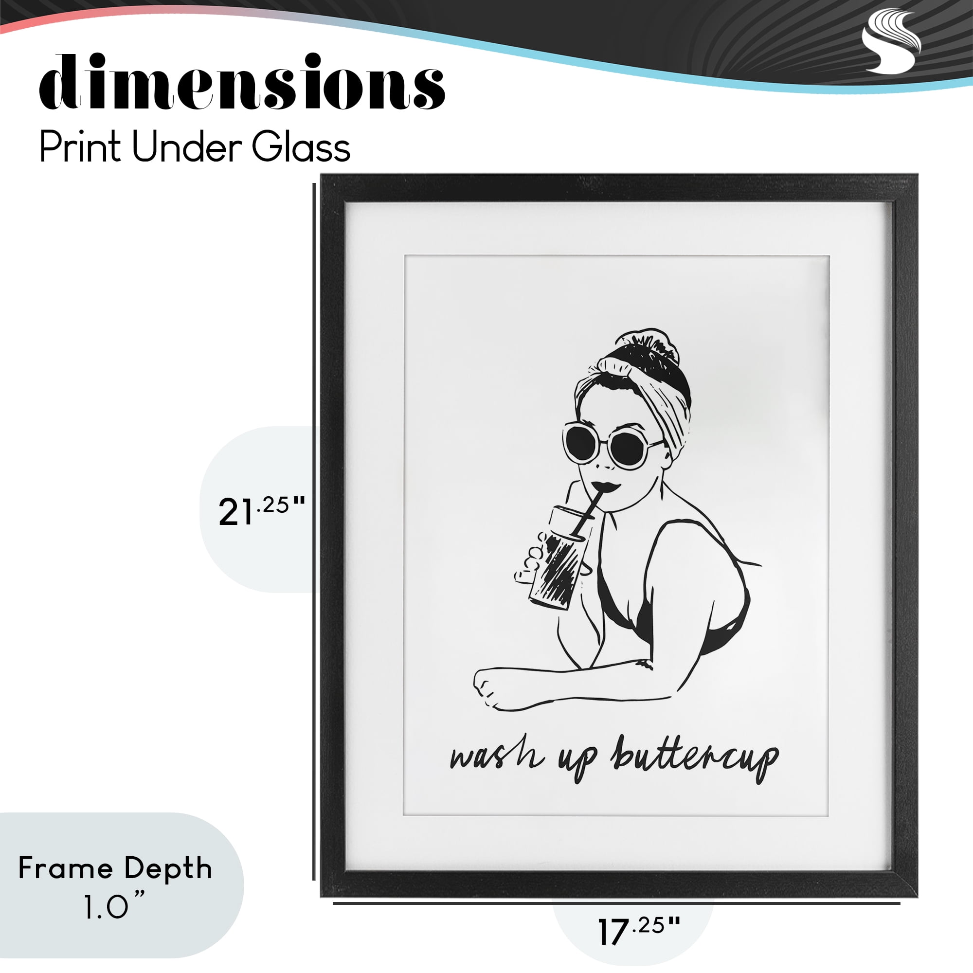 Stupell Industries Wash Up Buttercup Retro Black Framed Print Under Glass, design by Lettered and Lined