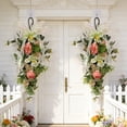 thumbnail image 2 of HuiXinOu Artificial Floral Wreath for Spring Easter Door Decor, Faux Flower Window Hanging Garland for Home, Indoor Outdoor Seasonal Decoration, 18 Inch, 2 of 6