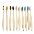 thumbnail image 3 of Graflsoa Eco-Friendly Bamboo Toothbrushes with Soft Bristles, Natural Wooden Handle, 10-Pack for Home & Travel Use (Random Colors), 3 of 6