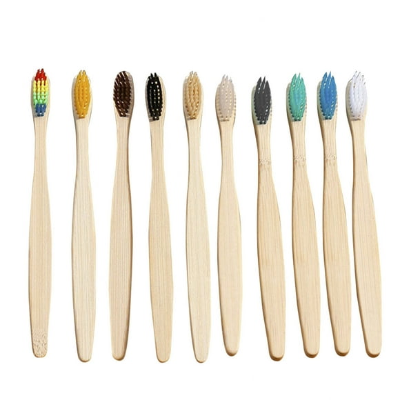 10Pcs/Set Natural Bamboo Toothbrushes Soft Bristles Bamboo Handle for Home Hotel Travel Use