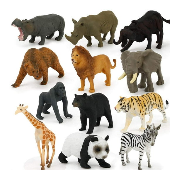 12PCS Mini Animal Toys Set Plastic Educational Dinosaur Toys Jungle Animal Toys (Wildlife Animals)