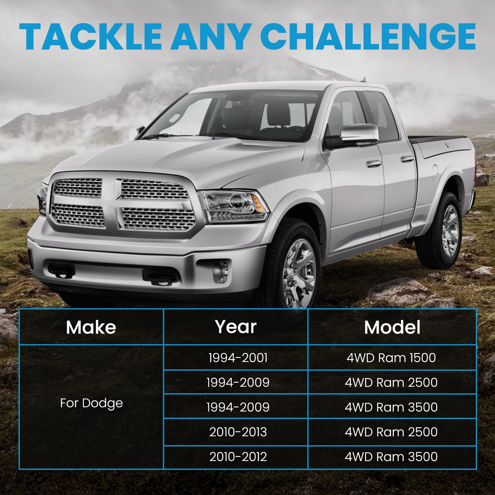 BFO 2.5" Front Lift Kit for Dodge Ram 1500 2500 3500 4WD 1994-2013, Suspension Coil Spacers + High-Pressure Nitrogen Shock Absorbers