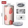 thumbnail image 4 of 20oz Coffee Tumblers Strawberry Plants Fruit Light Pink Pattern Stainless Steel Vacuum Insulated Travel Tumbler Coffee Cups Mug with Lid and Straw with Cleaning Brush for Cold & Hot Drinks, 4 of 5
