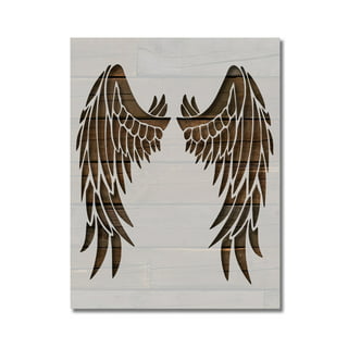 Angel Wings Stencil, Open, Large Wall Painting stencil, Interior