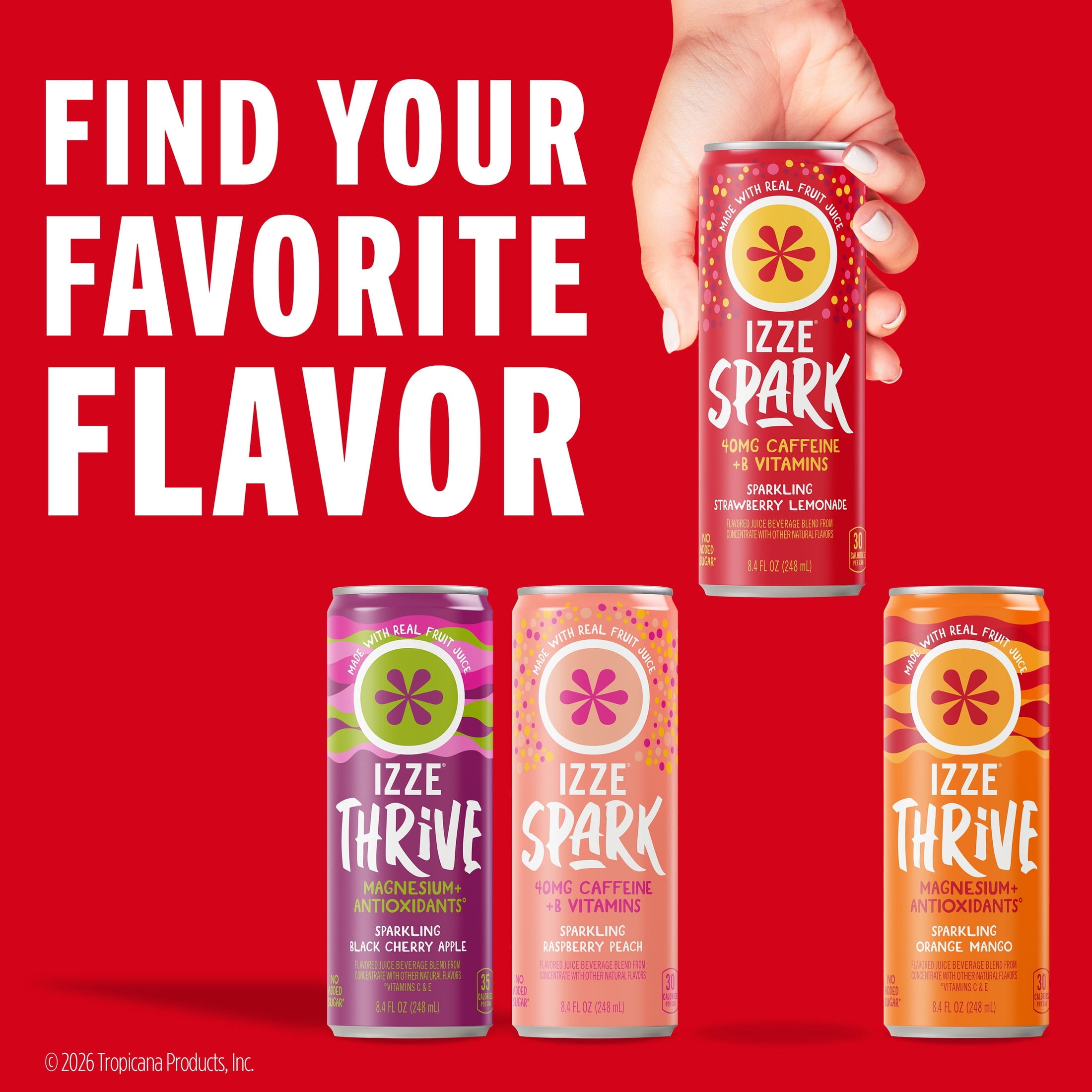 IZZE Spark Strawberry Lemonade with Caffeine, 8.4 fl oz can