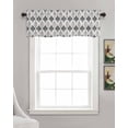 thumbnail image 3 of Classic Geometric Grey Linen Curtain Valance for Bedroom/Bathroom/Kitchen/Office/Living/Dining Room Window,Traditional Historical Art Rod Pocket Topper Decorative Cafe Drapes Panel 60"x18", 3 of 6