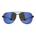 thumbnail image 2 of Mens Xloop 90s Classic Officer Cop Sport Rectangle Metal Sunglasses Black Blue Mirror, 2 of 4
