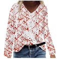 thumbnail image 1 of Mujeres Tallas grandes Casual Cuello en V Suelto Impreso Manga larga Tops Mujer Blusa Fridja  fjkfkj4178, 1 of 5