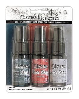 Trebbies Ranger Tim Holtz Distress Mica Spray Bundle - 6 one-ounce bottles Mica Holiday Collection Including sets 5 and 6 Detail Sticks