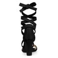 thumbnail image 4 of Sandalias con Cordones Entrecruzadas de Tacones de Bloque medio Allegra K Negro 40, 4 of 7