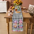 thumbnail image 3 of Table Runner - 60 Inch Long, Spring Gnomes Kitchen Dining Table Runner Dresser Scarves, Botanical Rose Leaves Black Buffalo Plaid Farmhouse Decor for Coffee Tables Wedding Party Banquet, 3 of 8
