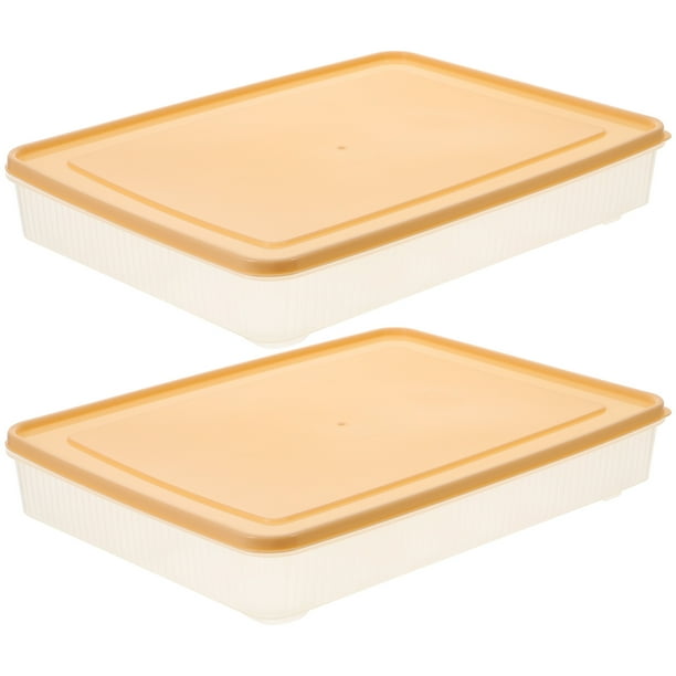 HEALEEP 2Ud Apilable Para Huevos Con Práctico Y Tapa Beige Para Refrigerador