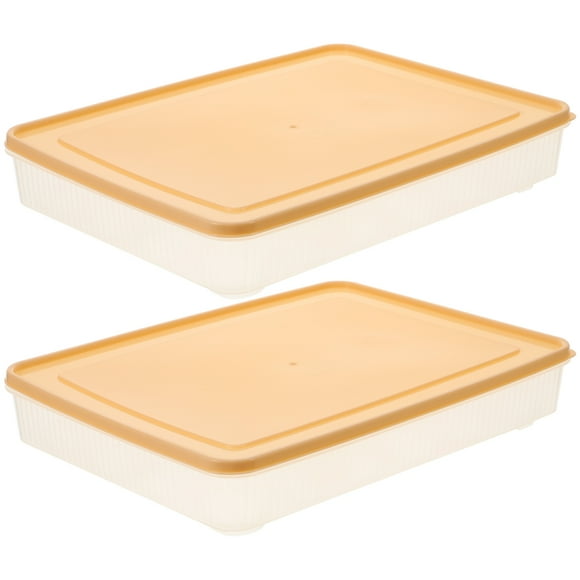 HEALEEP 2Ud Apilable Para Huevos Con Práctico Y Tapa Beige Para Refrigerador
