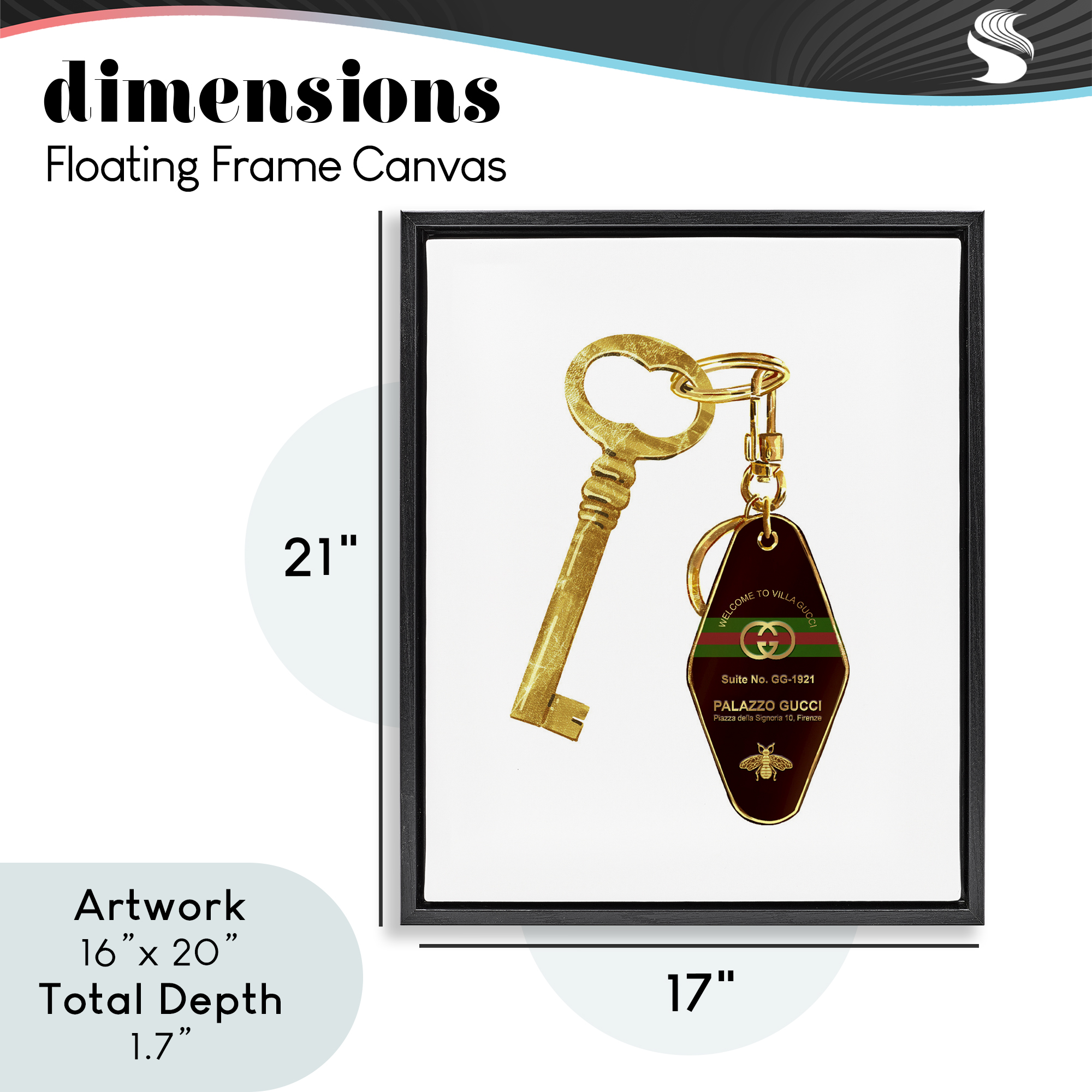 Luxury Hotel Key Black Framed Floater Canvas Wall Art, design by Ziwei Li