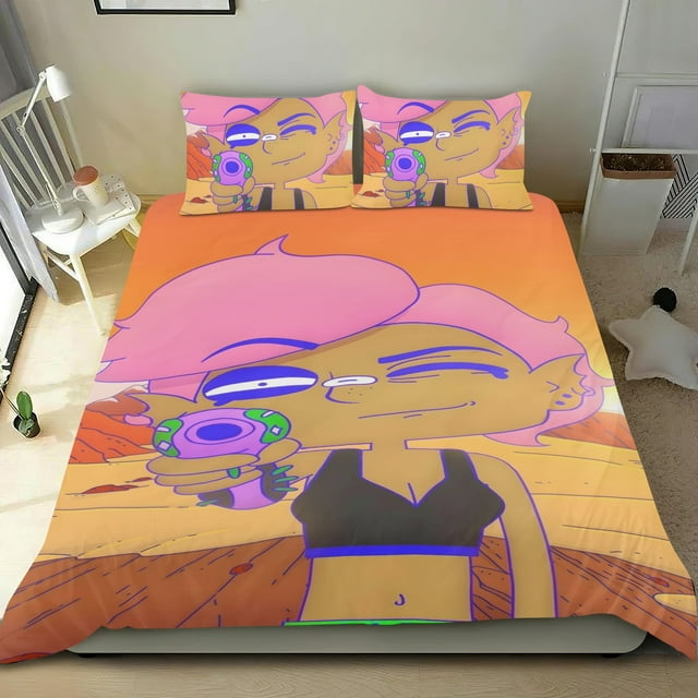 Princesa del Espacio Lésbica Conjunto de sábanas temático, trío de piezas, cómodo y amigable con la piel, diseño único, regalo de decoración para el hogar para familiares, amigos y fans,135cm *200cm