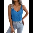 thumbnail image 2 of Camisetas Sin Mangas de Punto con Cuello en V para Mujer, Camisetas Informales Sin Mangas de Verano 2025, Suéter, Chaleco. Azul S, 2 of 10