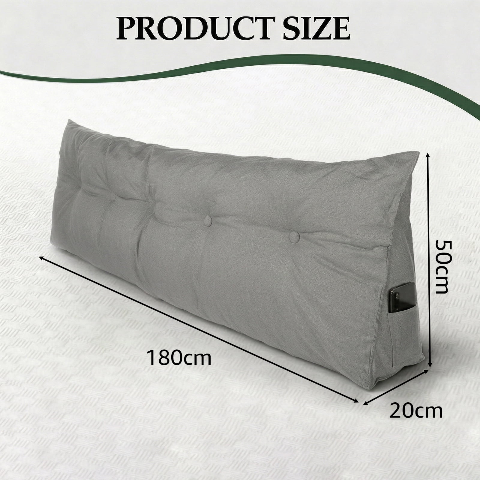 YEERSWAG 70.8x19.6x7.8inch King Size Triangular Wedge Pillow Bedside Cushion,Large Upholstered Headboard Reading Pillow Back Cushion for Home Livingroom Bed Sofa