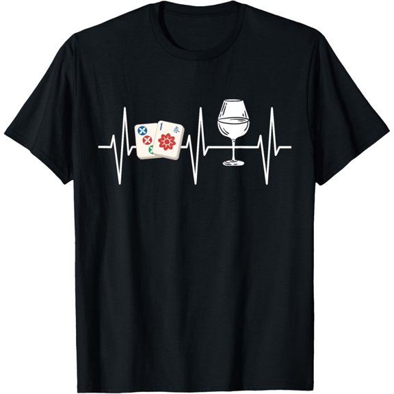 Playful Comfort Tee - Mahjong Shirt Wine Lover Chinese Game Mahjong Player T-Shirt