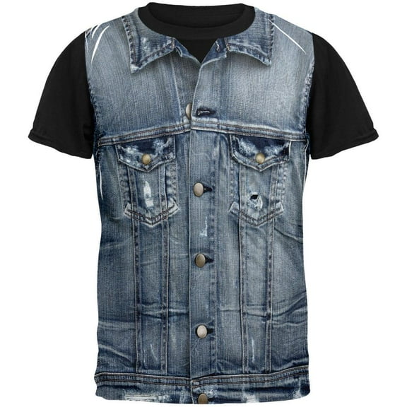 Halloween Blue Motorcycle Denim All Over Adult T-Shirt - Medium