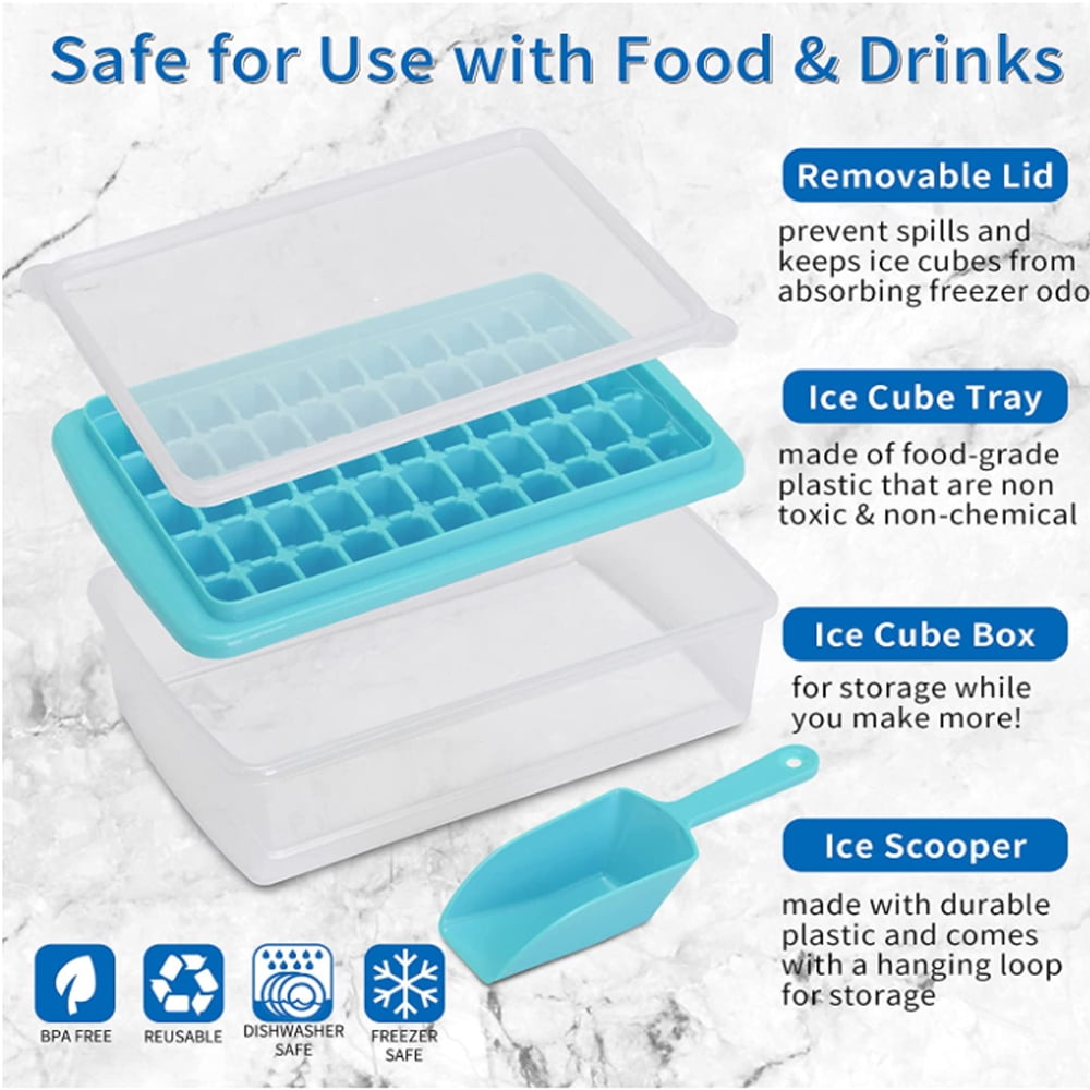 ARTLEO Ice Cube Tray with Lid and Bin for Freezer, Easy Release 55 Nug –  Pink and Caboodle