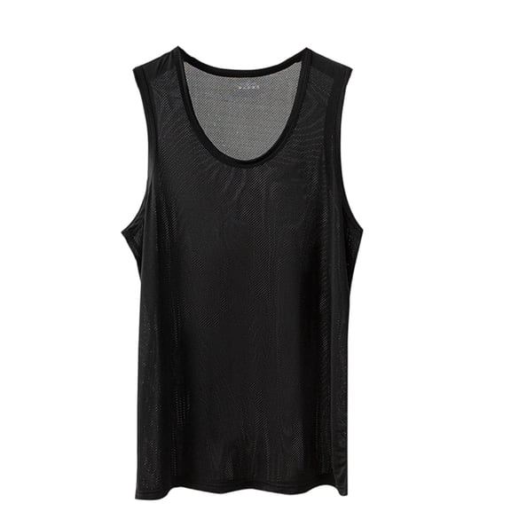 YLSDY Men's See-Through Mesh Sleeveless Tank, Lightweight Breathable Shirt for Summer and Beachwear Black XXL
